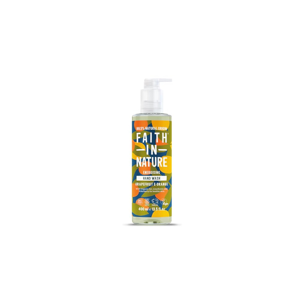 Faith In Nature Natural Grapefruit and Orange Liquid Hand Wash, Energising, Vegan and Cruelty Free, No SLS or Parabens, 400 ml