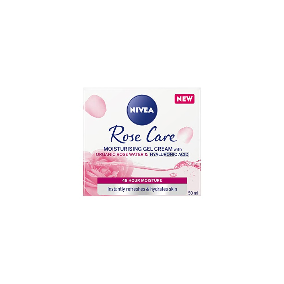 NIVEA Soft Rose 24h Day Cream (50 ml), Face Care with Rose Water and Hyaluron, Light Gel Face Cream for Smooth Delicate Skin, Moisturising Cream