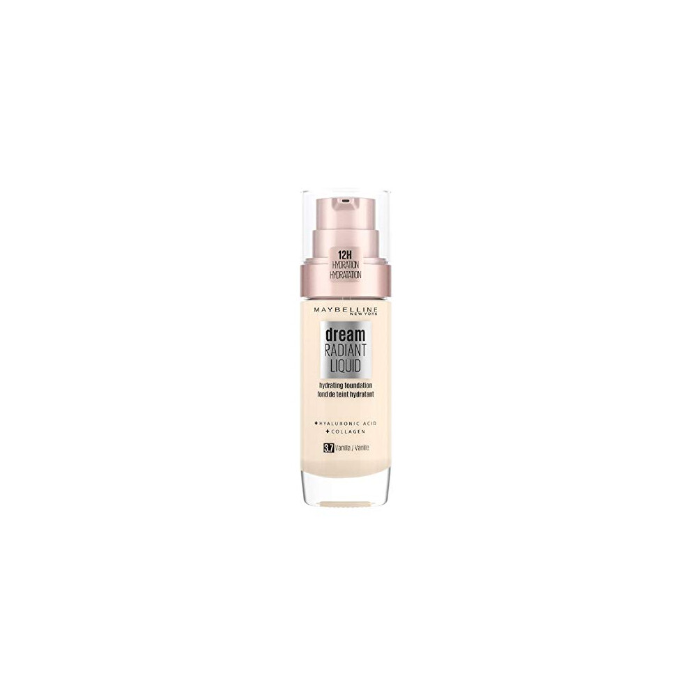 Maybelline New York Make-Up, Dream Radiant Liquid Make-Up, Liquid Foundation, No. 37 Vanilla, 30 ml