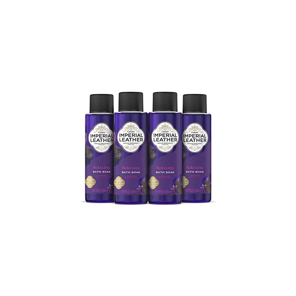 Imperial Leather Relaxing Bath Soak, Lavender & Wild Iris, Rich & Creamy Bubble Bath, Gentle Skin Care, Bulk Buy, Pack of 4 x 500ml