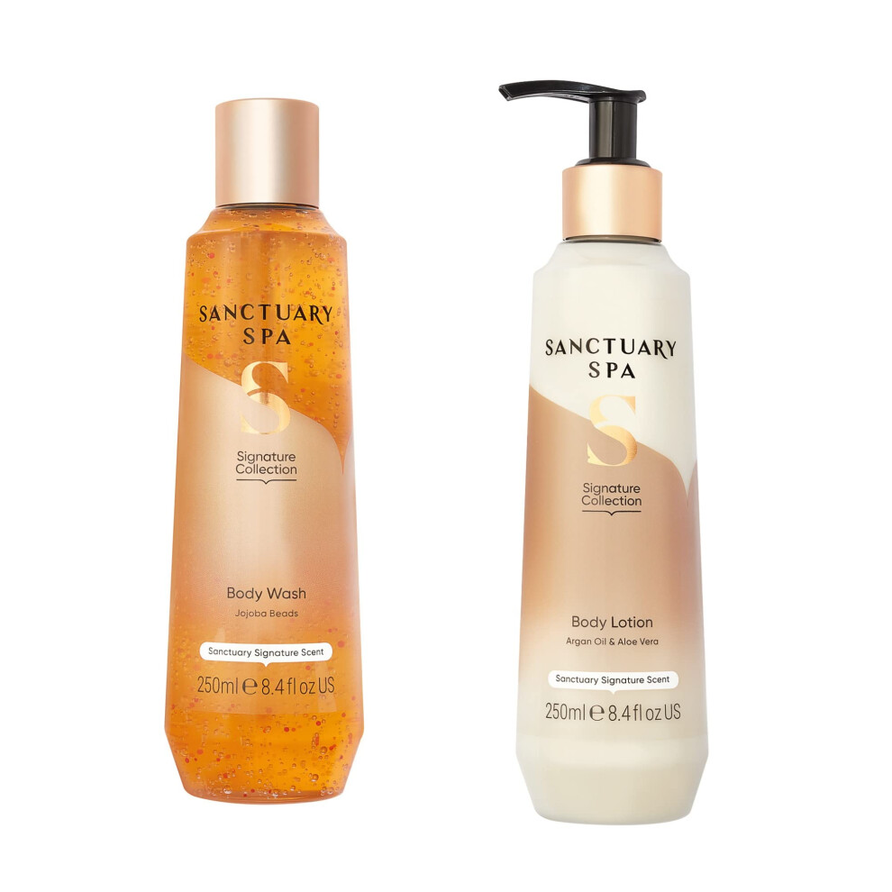 Sanctuary Spa Signature Collection Body Care Routine, Body Wash and Body Lotion 250ml, Self Care, Vegan and Cruelty Free