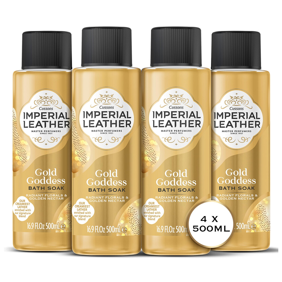 Imperial Leather Golden Goddess Bath Soak, Radiant Florals and Golden Nectar, Indulgent Bubble Bath, Bulk Buy, Pack of 4 x 500 ml