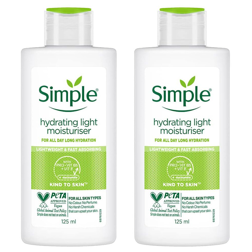 Simple Kind to Skin Hydrating Light Moisturiser UKÃ¢s #1 facial skin care brand* for 12-hour moisturisation 125 ml (Pack of 2)