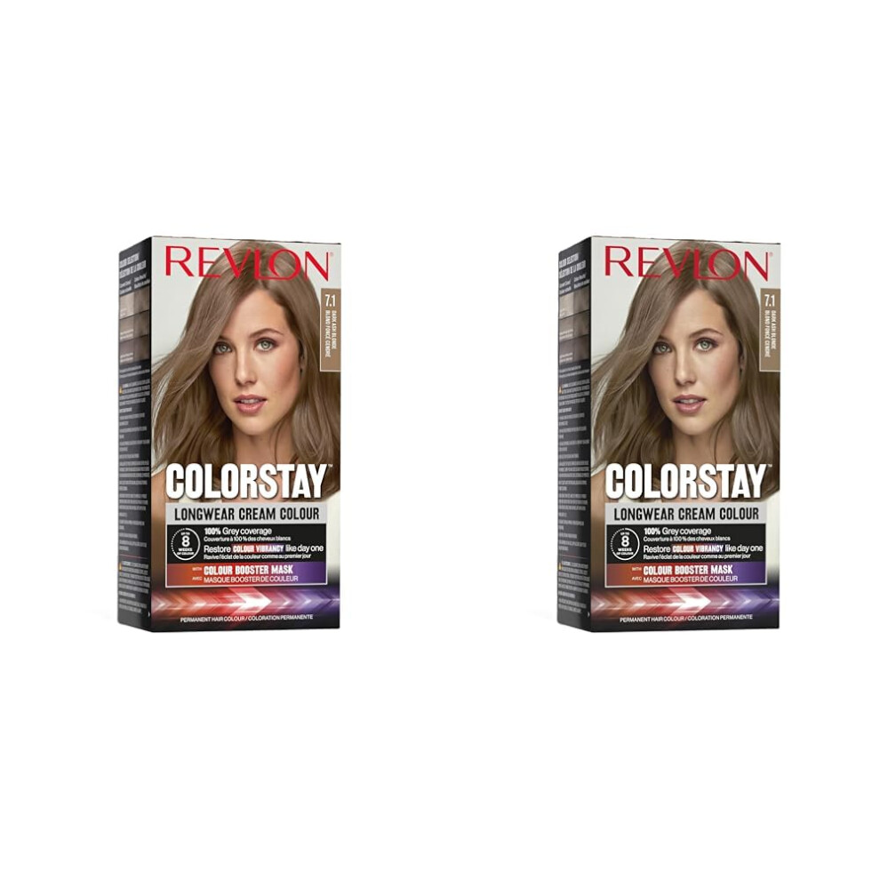 Revlon Colorstay Longwear Permanent Cream Colour, Dark Ash Blonde 7.1 (Pack of 2)