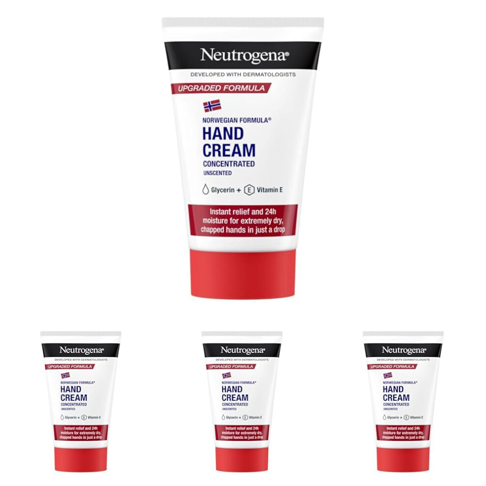 Neutrogena Norwegian Concentrated Unscented Hand Cream, 50 ml (Pack of 4)