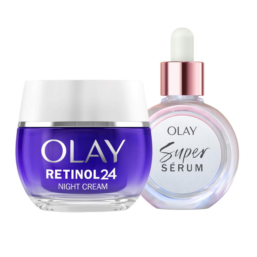 Bundle of Olay Super Serum, 30ml + Olay Retinol 24 Night Cream Face Moisturiser, 50ml