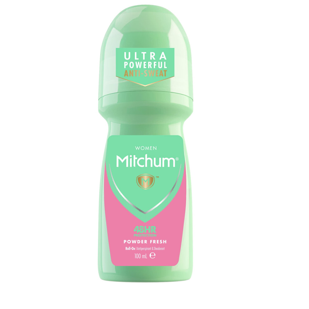 Mitchum Women 48HR Protection Roll-On Deodorant & Antiperspirant (100ml) Powder Fresh, Dermatologist Tested