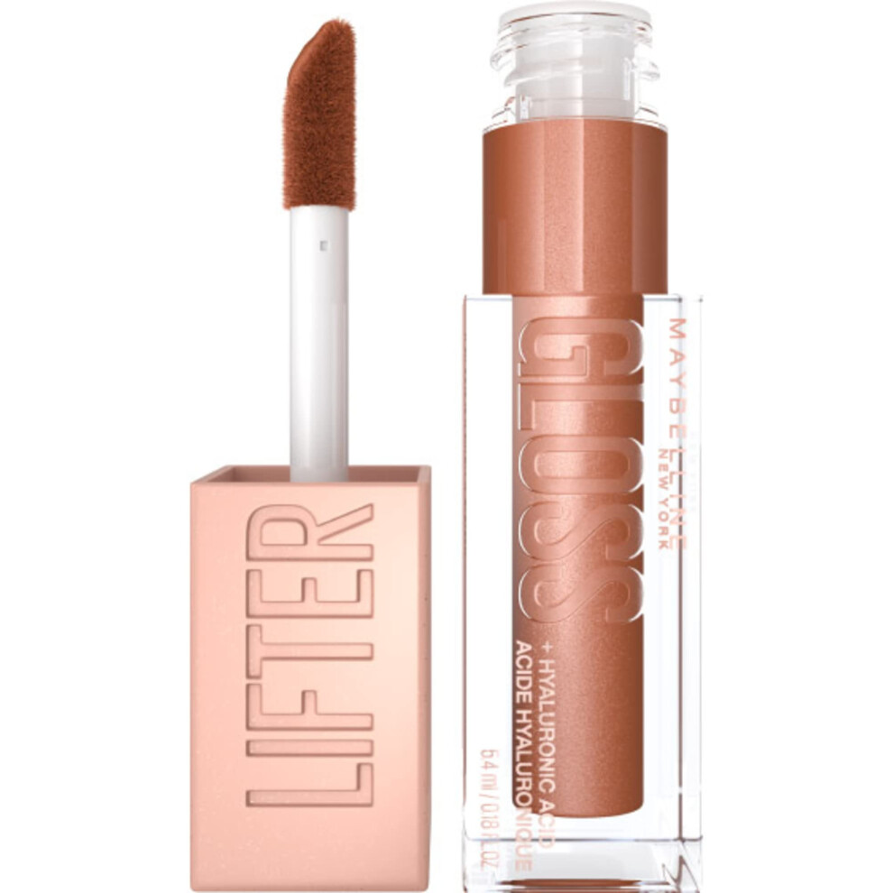 Maybelline Lifter Gloss Bronzed Lip Gloss, Lasting Hydration Formula With Hyaluronic Acid, Non Sticky, 018 Bronze