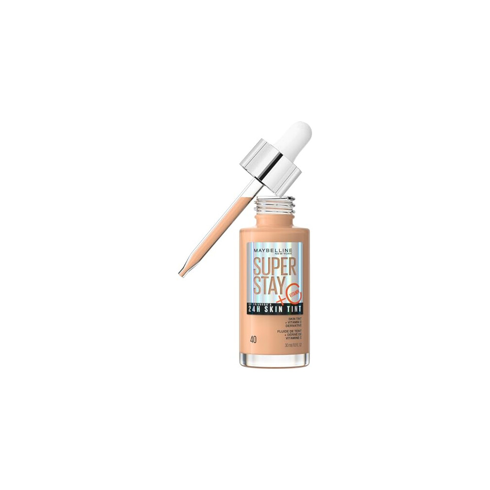 Maybelline Super Stay Skin Tint Foundation, With Vitamin C*, Foundation and Skincare, Long-Lasting up to 24H, Vegan Formula, Shade 40