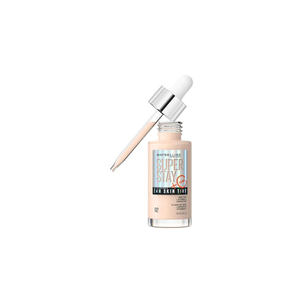 Maybelline Super Stay Skin Tint Foundation, With Vitamin C*, Foundation and Skincare, Long-Lasting up to 24H, Vegan Formula, Shade 2