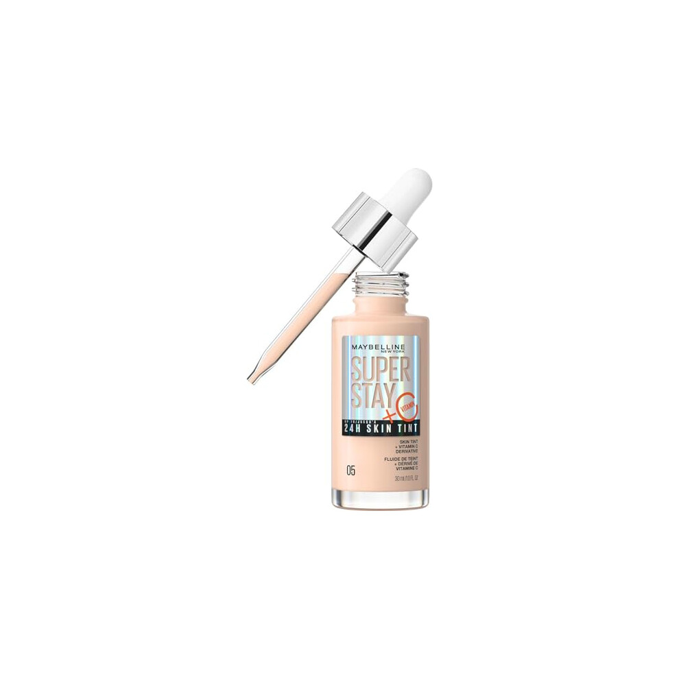 Maybelline Super Stay Skin Tint Foundation, With Vitamin C*, Foundation and Skincare, Long-Lasting up to 24H, Vegan Formula, Shade 5