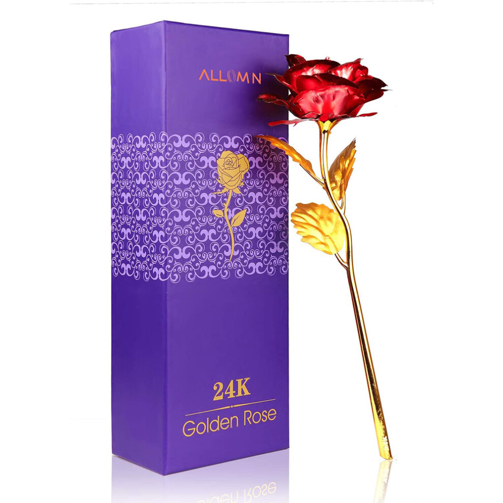 24K Red Roses Ladies Eternal Love Real Gold Plated Roses for Wife, Girlfriend, Mom, Anniversary, Wedding