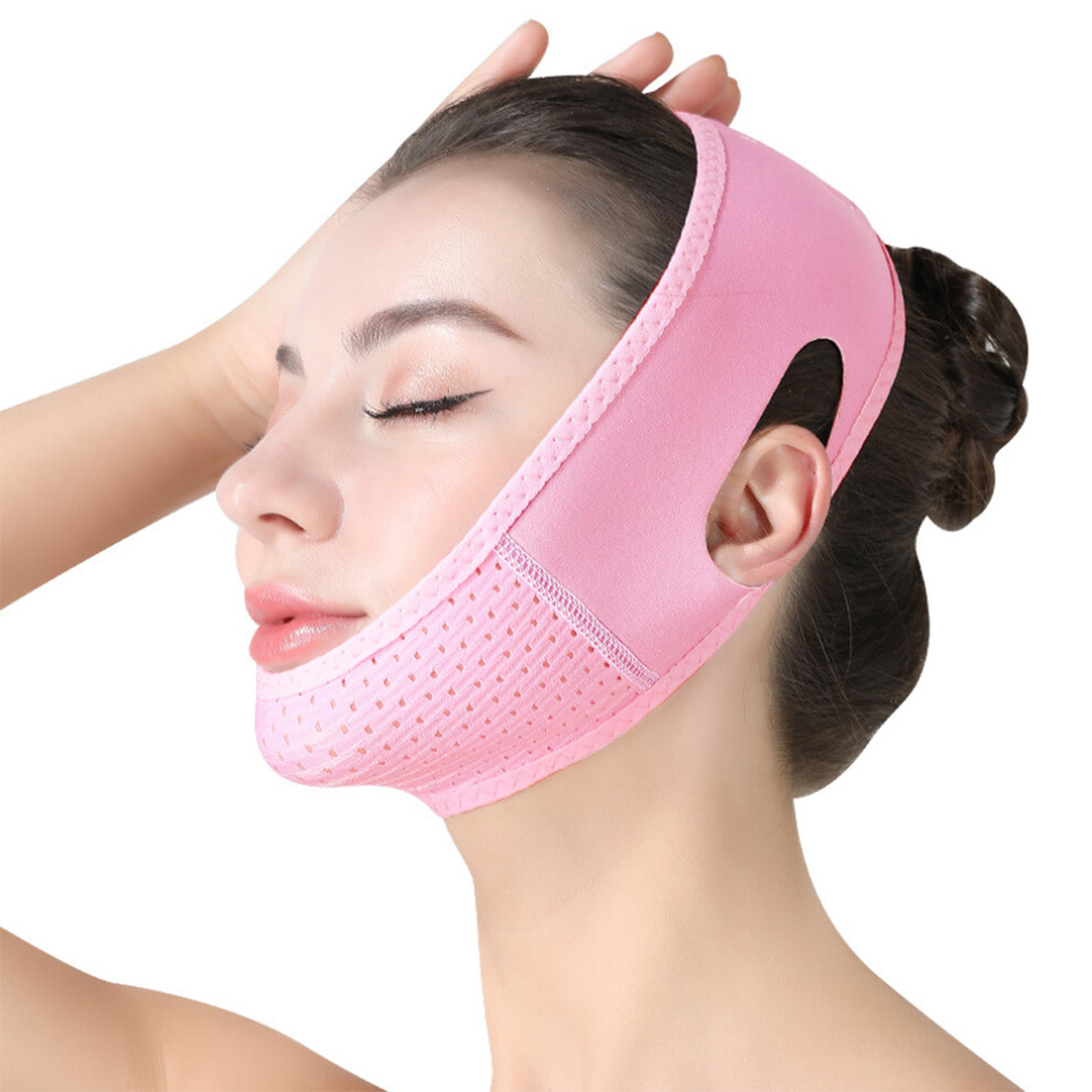 Yohou Pink Reusable V Line Mask Facial Slimming Strap Double Chin Reducer Chin Up Mask Face Lifting Belt V Shaped Slimming Mask