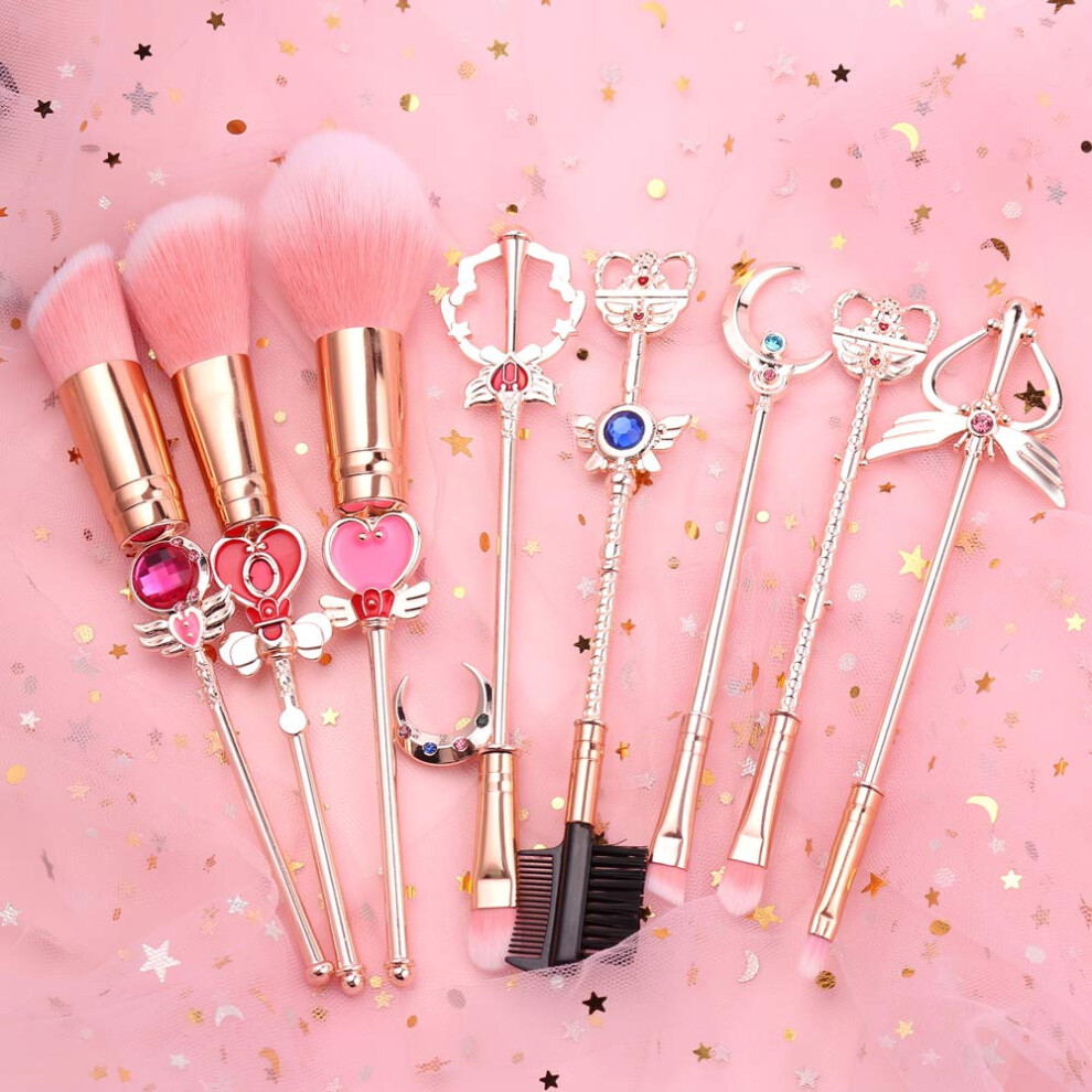 Yohou Sailor Moon Makeup Brushes Set - 8Pcs Cosmetic Makeup Brush Set Professional Tool Kit Set