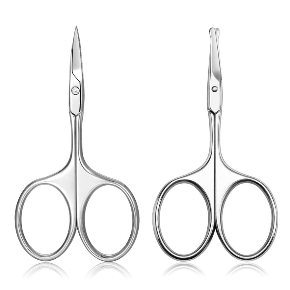 Yohou Nose Hair Scissors And Eyebrow Scissors Set, 2Pcs Beauty Scissor For Ear Hair, Mustache/Beard Trimming