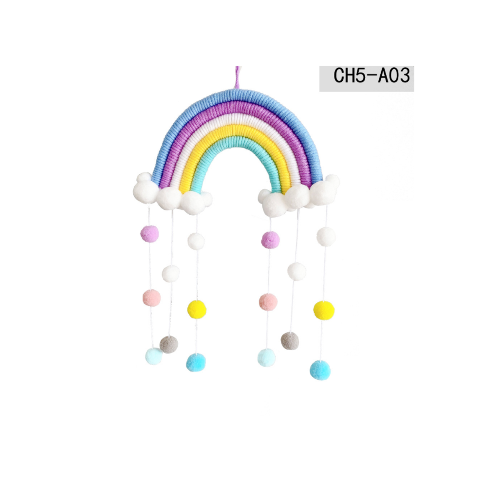 Macrame Rainbow Wall Hanging Decor Garland Colorful Ball For Kids Room Girls Bedroom Baby Shower Nursery Yohou