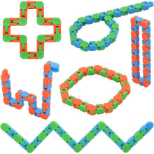 6 Pack 24 Links Wacky Tracks Snap and Click Fidget Toys, Finger Sensory Toys, Snake Puzzles