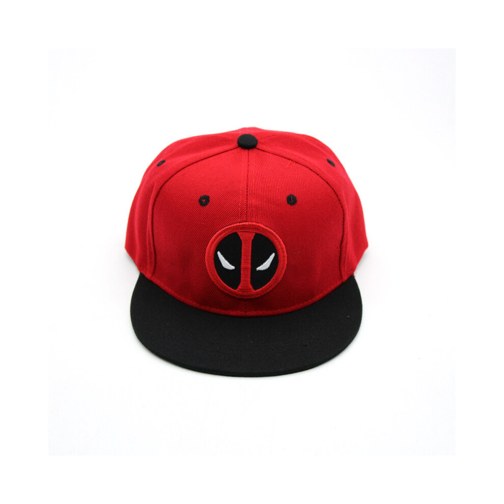 (Red Black) Deadpool Adjustable Baseball Cap Flat Brim Hat Accessory Decorations