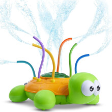 Outdoor Water Spray Toy for Kids and Toddlers, Backyard Spinning Turtle Sprinkler Toy w/ Wiggle Tubes
