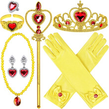 Princess Dress Up Accessories 9Pcs Princess Jewelry Toys Girl Toys Princess Accessories Crown Ring Earring Necklace