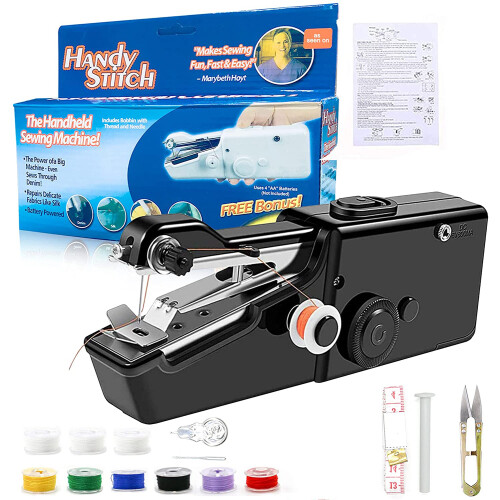 Handheld Portable Sewing Machine, 18 PCS Mini Cordless Handheld Stitch Electric Household Tool