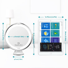 7X Magnifying Mirror Travel LED Lighted Makeup Mirror with Suction Cup Wall Mounted Magnifying Mirror 360 Rotation