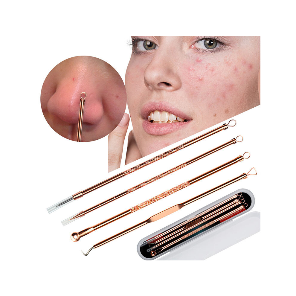 Yohou 4Pcs Blackhead Remover Pimple Comedone Extractor Tool Acne Kit