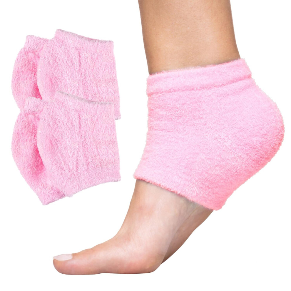 Yohou Moisturizing Heel Socks 2 Pairs Gel Lined Fuzzy Toeless Spa Socks To Heal And Treat Dry, Cracked Heels