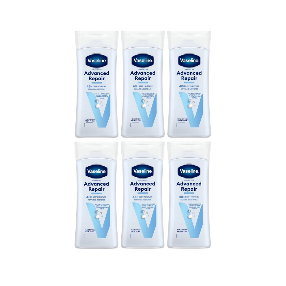 Vaseline Advanced Repair Body Lotion Deep Moisturiser Rough, Dry Skin 6x 200ml