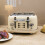 Charles Bentley Charles Bentley 4 Slice Toaster Stainless Steel Browning Control Dial with 6 Levels Cream & Chrome Crumb Tray Cancel Defrost Reheat Settings 7