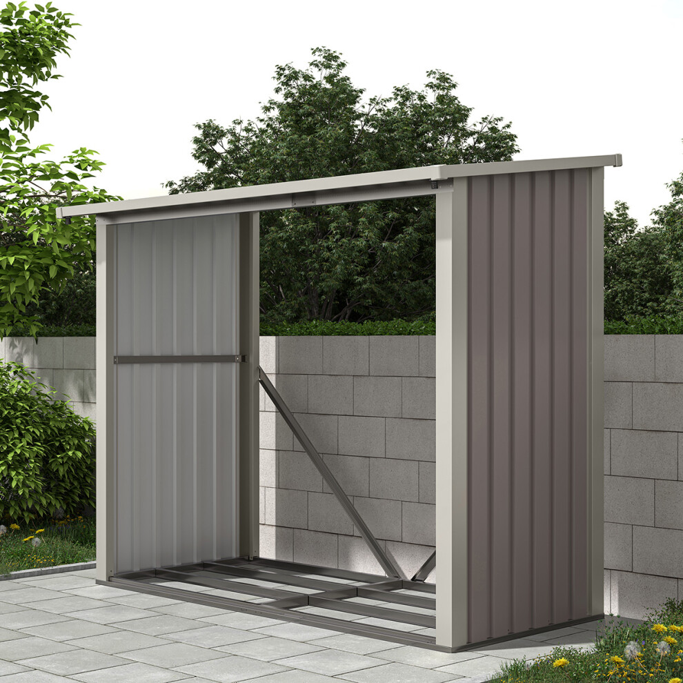 Charles Bentley Metal Log Wood Store Shed -  6x3ft (W182 x D89 x H148cm)
