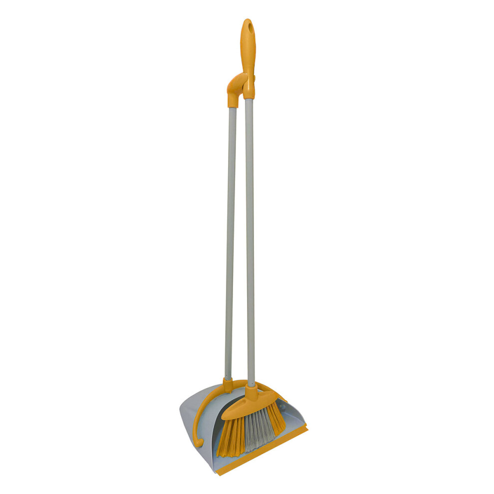 Charles Bentley Brights Indoor Long Handled Lobby Dustpan & Brush Set - Yellow