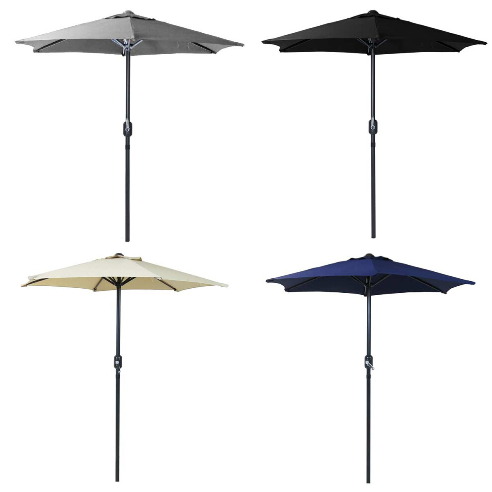 (Black) Charles Bentley Patio Market Garden Parasol Umbrella Crank Function - Powder Coated Steel Frame - 4 Colours - XL