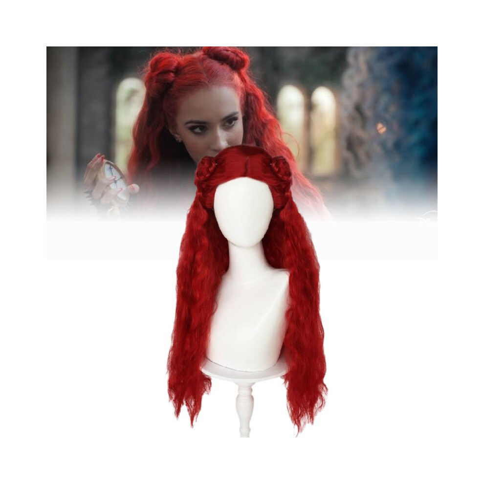 Veishet Unisex Red Descendants The Rise Of Women Wavy Wig Cosplay Headdress Show Decoration