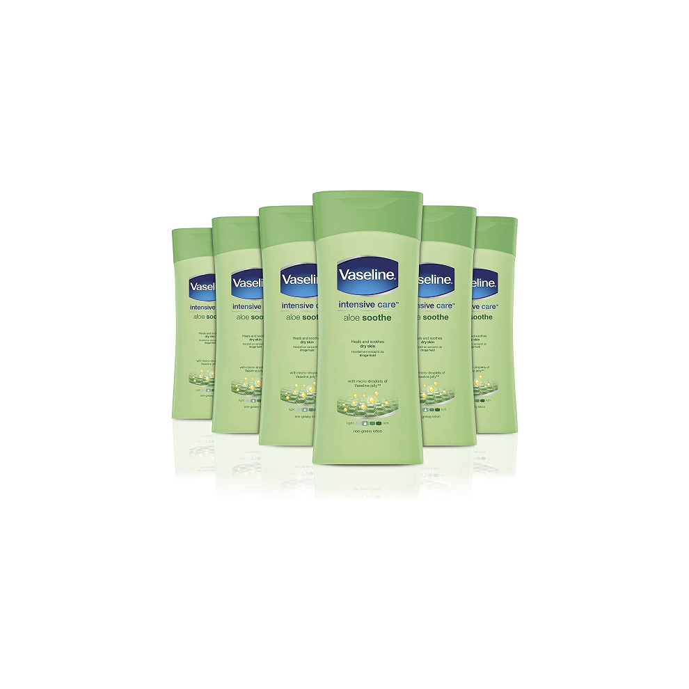 Vaseline Aloe Soothe Body Lotion Light Moisture Soothes Dry Skin 6x 200ml