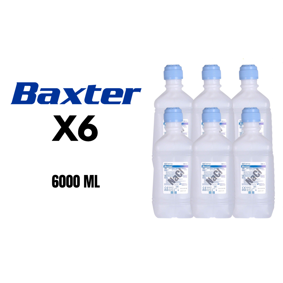 Baxter Sterile NaCl 0.9% Sodium Chrolide (Saline) 1000ml Pack of 6- REF: F7124