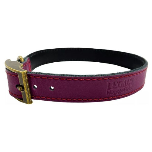 HugglePets (Medium, Merlot) HugglePets Legacy Leather Dog Collar 2
