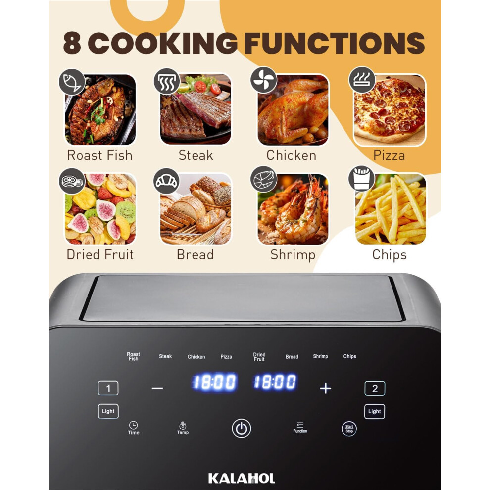 10l-5l-5l--digital--dual-air-fryer--2400w-digital-air-fryer-with-removable-basket--8-presets-recipes--led-one-touch-screen--60-minute-timer-and-80-200-temperature