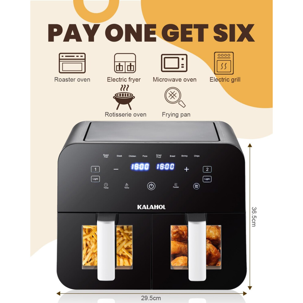 10l-5l-5l--digital--dual-air-fryer--2400w-digital-air-fryer-with-removable-basket--8-presets-recipes--led-one-touch-screen--60-minute-timer-and-80-200-temperature