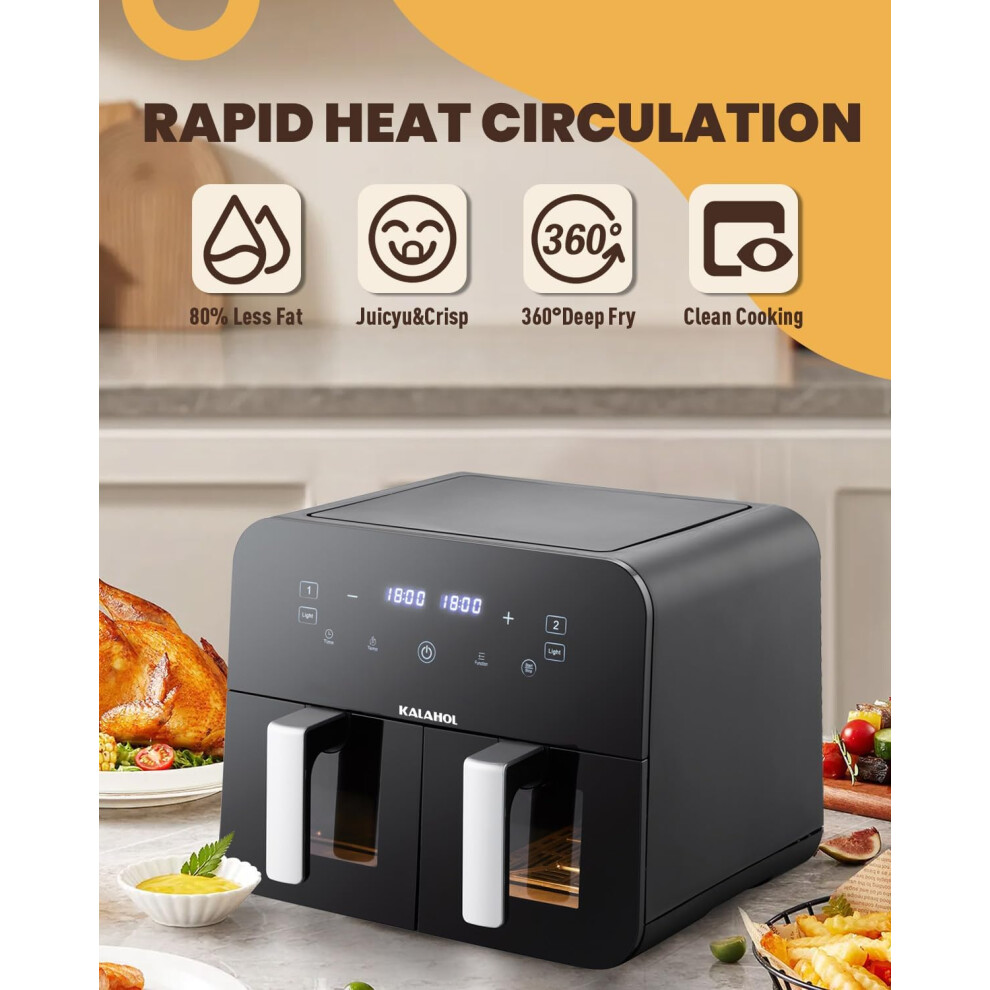 10l-5l-5l--digital--dual-air-fryer--2400w-digital-air-fryer-with-removable-basket--8-presets-recipes--led-one-touch-screen--60-minute-timer-and-80-200-temperature