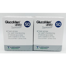 New GlucoMen Areo Sensor Strips Box (2x50) – 100 Strips – REF GLU005 – For GlucoMen Areo Meters – High Precision