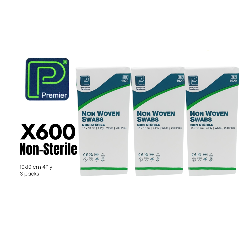 Premier By Dead Sea Premier Non Woven Swabs 1920 Non-Sterile 4 Ply 10Cm X 10Cm Pack Of 200 X3 - Ref: Pm1920