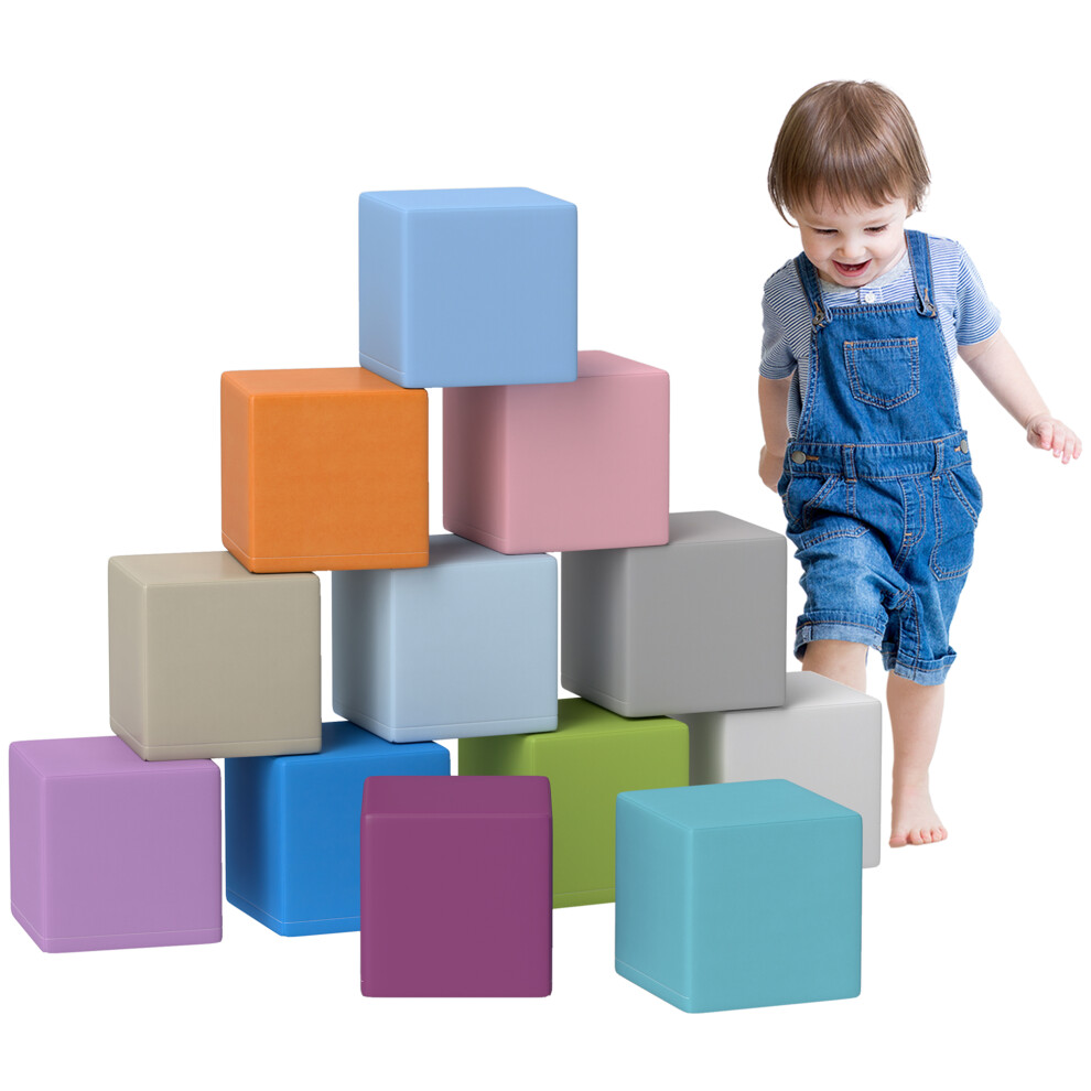 HOMCOM 12 PCs Soft Play Blocks Soft Foam Toy Blue