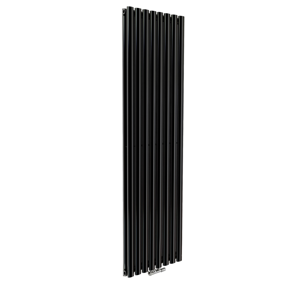 Nes Home 1800 x 480 mm Vertical Designer Radiator Black Double Oval Tube