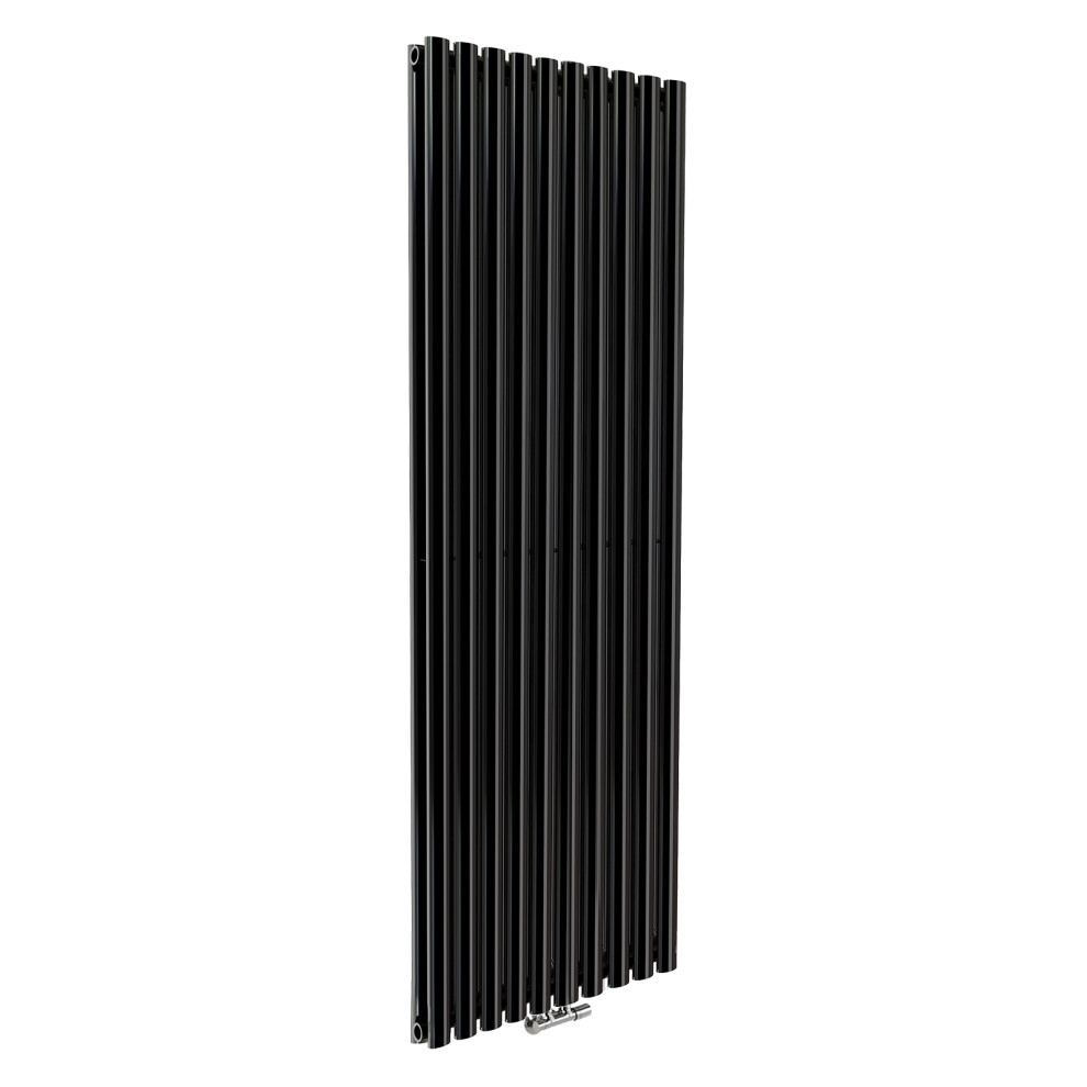 Nes Home 1800 x 600 mm Vertical Designer Radiator Black Double Oval Tube