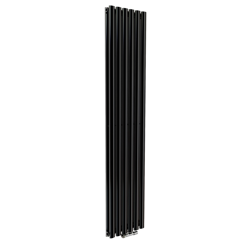 Nes Home 1800 x 360 mm Vertical Designer Radiator Black Double Oval Tube