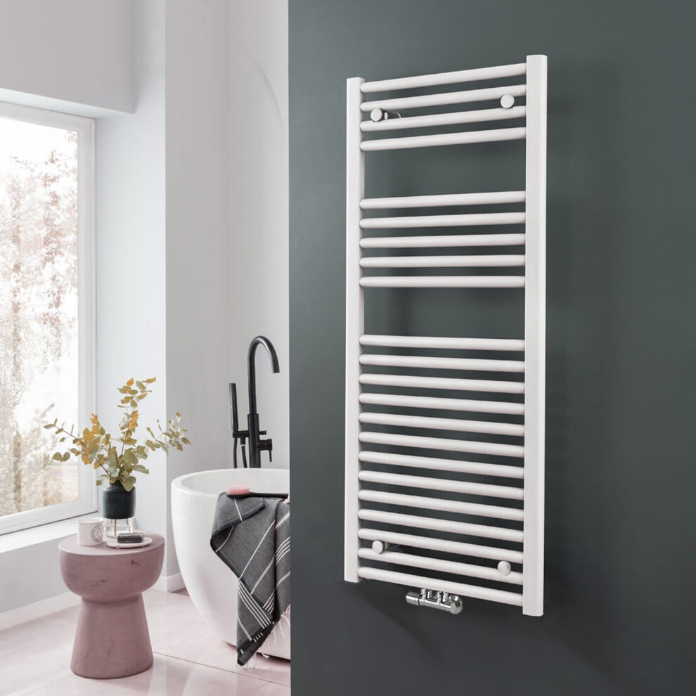 Nes Home 1200 x 500 mm Designer Towel Radiator White Single Straight