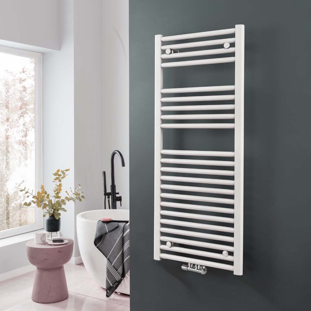 Nes Home 1200 X 600 Mm Designer Towel Radiator White Single Straight