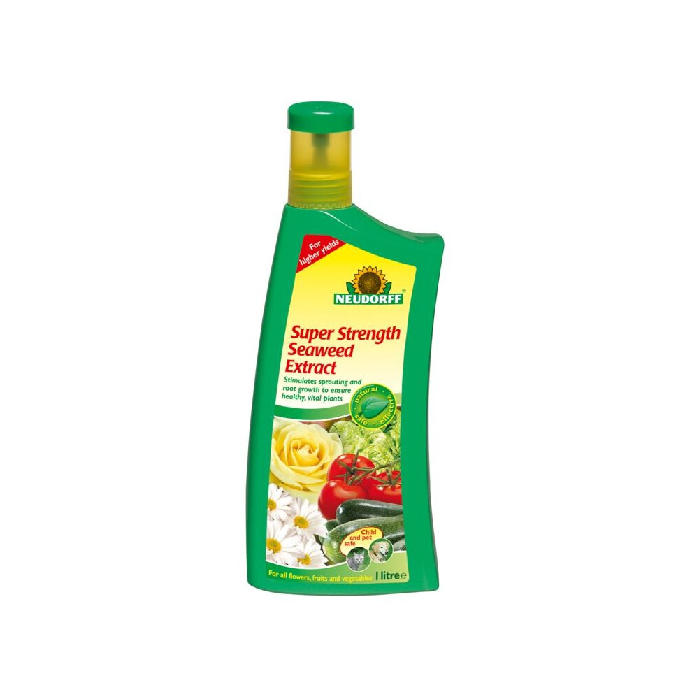Neudorff Super Strength Seaweed Extract Liquid 1L - Natural Growth Booster, Rooting Solution & Soil Conditioner, Child & Pet Safe