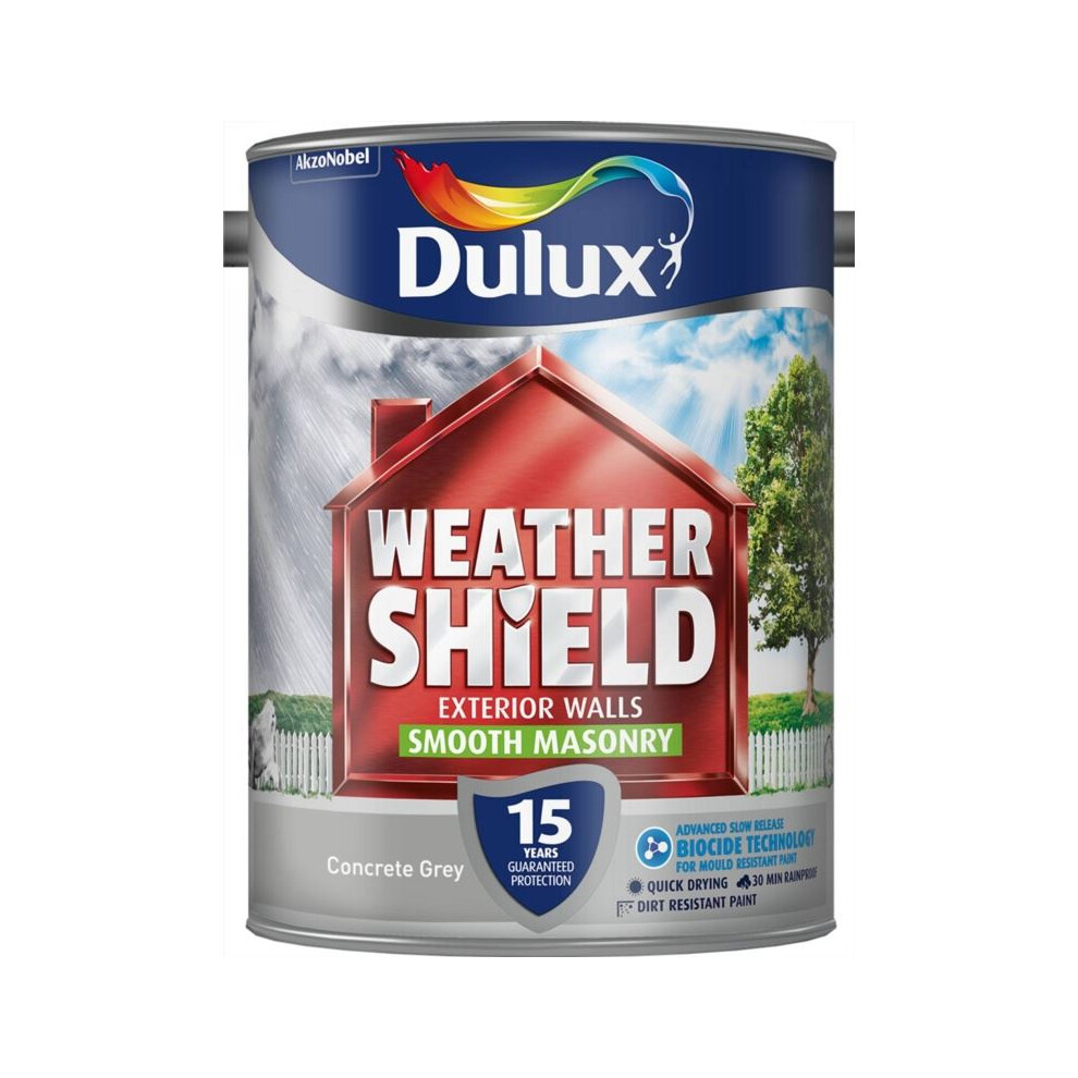 Dulux - Weathershield Smooth Masonry Paint 5L - Concrete Grey